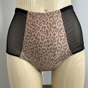 American Apparel SWIM Small Animal Print Brown Black Swim Bottom Bikini Leopard